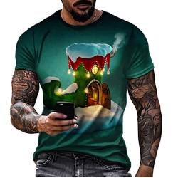 Zhiyao Weihnachten Herren T-Shirt Geschenke Männer WeihnachtsShirt Sankt EL Pullover Weihnachtsmann Cosplay Kostüm Streetwear GötterGeschenk Idee, 17-grün, XXL von Zhiyao