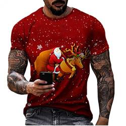 Zhiyao Weihnachten Herren T-Shirt Geschenke Männer WeihnachtsShirt Sankt EL Pullover Weihnachtsmann Cosplay Kostüm Streetwear GötterGeschenk Idee von Zhiyao