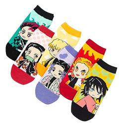 6 Stück/Set Anime Socken, Kamado Tanjiro Kamado Nezuko Baumwolle Socken Niedliche Anime Figuren Gedruckt Kurze Socken Anime für Mädchen Fans Geschenk von Zhongkaihua