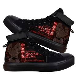 Bungo Stray Dogs Schuhe – Dazai Osamu Anime Cosplay Casual Print High Top Schwarz Canvas Schuhe für Unisex Fashion Liebhaber Turnschuhe Sport Sneaker, Nakahara Chuuya, 42 1/3 EU von Zhongkaihua