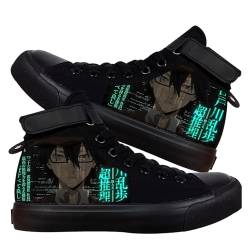 Bungo Stray Dogs Schuhe – Dazai Osamu Anime Cosplay Casual Print High Top Schwarz Canvas Schuhe für Unisex Fashion Liebhaber Turnschuhe Sport Sneaker, Ranpo Edogawa, 39 2/3 EU von Zhongkaihua