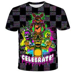 Niedliche Cartoon-T-Shirts Five Nights at Fre_ddy's Kinder 3D Gedruckt Lustige Sommer T-Shirts Casual Bequem Rundhals Tee Kurzarm Tops für Mädchen und Teens Gr. 160 cm, 1 von Zhongkaihua