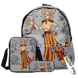 Zhongkaihua FNAF Rucksack Set 3 Stück Student Supplies Set Security Breach 3D Gedruckt Schultasche Einzel Umhängetasche Federmäppchen für Jungen Mädchen Schüler, Typ 24, One size von Zhongkaihua