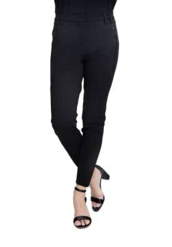 Zhrill Damen Joggpant Stoffhose Anzugshose Tapered Cropped Slim Fit Chiara, Größe:W26 / L32, Farbe:N907 - Black von Zhrill