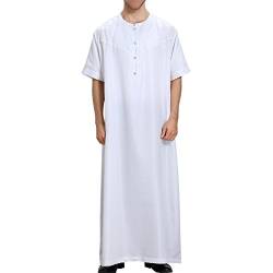 Zhuhaixmy Muslim Arabisch Mittlerer Osten Kurzarm Solid Color Herren Robes Saudi Stil Dishdasha Ethnische Kleidung Pakistan Hindu Jüdisch islamisch Kaftan,TH809 von Zhuhaixmy