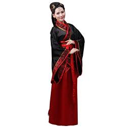 Zhuhaixmy Uralt Damen Traditionell Kostüm - Vintage Hanfu Kleid Tang Anzug Bühnenperformance Kleidung (Schwarz Rot,42) von Zhuhaixmy