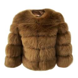 ZhuiKun Damen Kunstpelz Mantel Kurzer Faux Pelz Winterjacke Kunstfell Oberbekleidung Einfarbig Dicker Parka Wintermantel - Stil 12, M von ZhuiKun