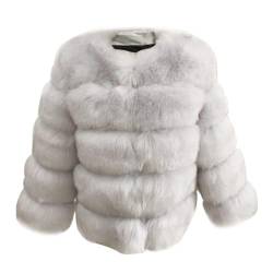 ZhuiKun Damen Kunstpelz Mantel Kurzer Faux Pelz Winterjacke Kunstfell Oberbekleidung Einfarbig Dicker Parka Wintermantel - Stil 15, M von ZhuiKun