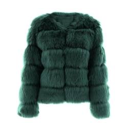 ZhuiKun Damen Kunstpelz Mantel Kurzer Faux Pelz Winterjacke Kunstfell Oberbekleidung Einfarbig Dicker Parka Wintermantel - Stil 20, L von ZhuiKun