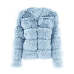 ZhuiKun Damen Kunstpelz Mantel Kurzer Faux Pelz Winterjacke Kunstfell Oberbekleidung Einfarbig Dicker Parka Wintermantel - Stil 21, M von ZhuiKun