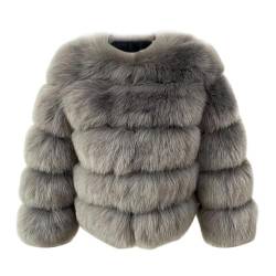 ZhuiKun Damen Kunstpelz Mantel Kurzer Faux Pelz Winterjacke Kunstfell Oberbekleidung Einfarbig Dicker Parka Wintermantel - Stil 3, 4XL von ZhuiKun