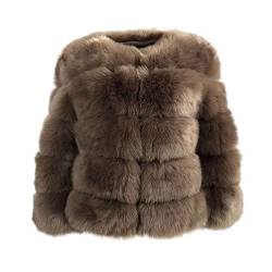 ZhuiKun Damen Kunstpelz Mantel Kurzer Faux Pelz Winterjacke Kunstfell Oberbekleidung Einfarbig Dicker Parka Wintermantel - Stil 9, M von ZhuiKun