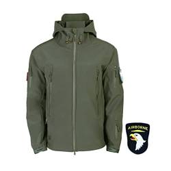 ZhuiKun Herren Militär Taktische Jacke Wasserdichte Softshelljacken Warme Atmungsaktiv Outdoor Coat Leichte Windbreaker mit Kapuze - Armeegrün,XXL von ZhuiKun