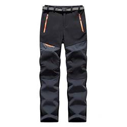 ZhuiKun Unisex Wanderhose Wasserdicht Softshellhose Outdoorhose Winddicht Warm Gefüttert Skihose Snowboardhose Winter Trekkinghose - Dunkelgrau (Herren), XL von ZhuiKun