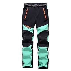 ZhuiKun Unisex Wanderhose Wasserdicht Softshellhose Outdoorhose Winddicht Warm Gefüttert Skihose Snowboardhose Winter Trekkinghose - Hellgrün (Damen), XXL von ZhuiKun