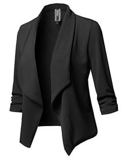 Damen Cardigan Blazer, Wasserfall Oberteil, Open Front, Jacke, Mantel Langarm, Loose Schwarz 3XL von ZhuikunA