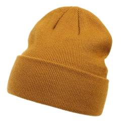 ZiMWoo Damen Beanie Mütze Wintermütze Strickmütze Unisex Weiche Warme Long Beanie Cuffed Plain Hat für Damen und Herren(Caramel) von ZiMWoo