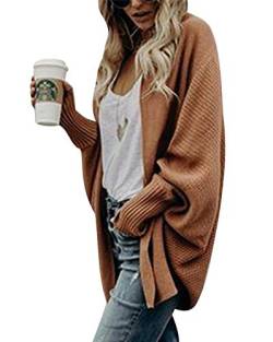 Damen Strickjacke Winter Herbst War Gestrickt Poncho Langarm Asymmetrisch Warm Elegant Locker Oversive Kimono Cardigan Mantel Strickwaren Ziegelrot von ZiXing