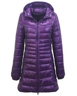 ZiXing Damen Daunenmantel Ultra Leicht Parka Winter Jacke Lang Daunenjacke Steppjacke Übergangsjacke Lila L von ZiXing