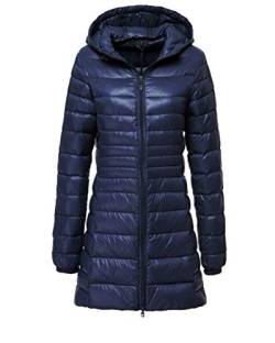 ZiXing Damen Daunenmantel Ultra Leicht Parka Winter Jacke Lang Daunenjacke Steppjacke Übergangsjacke Marine XL von ZiXing