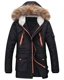 ZiXing Herren Mantel Jacket Extra Schwer Wind Wasserdicht Kalt Wetter Parka Kapuzenjack Jacke Kapuze Daunenjacke Schwarz Small von ZiXing