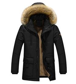 ZiXing Herren Parka Kapuzenjacke Winterjacke Kapuze Mann Sweatjacke Outdoor Übergangsjacke Schwarz Large von ZiXing