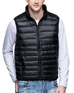 ZiXing Herren Weste Outdoor Daunenweste Ultra Leicht Ärmellose Daunenjacke Steppweste Schwarz XS von ZiXing