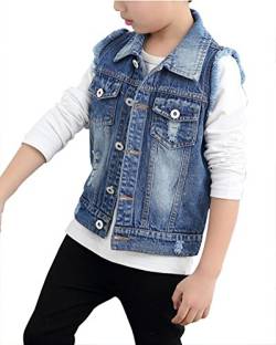 ZiXing Kinder Jungen Ärmellose Jeansjacke Jeansweste Denim Slim Fit Outwear Mantel Denim Blue 3XL von ZiXing