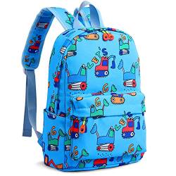 Zicac Kinderrucksack Jungen Bagger Kleinkind Schule Tasche Rucksack Kinder Kindergartenrucksack Daypack Cartoon Münze Geldbörse for 3-5 Jährige,Geschenk zum Kindertag (Himmelblau) von Zicac