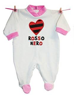 Zigozago - Baby Overall Einteiler Strampler mit Fuss Baby-Strampler mit Fuss Schwarzes und rotes Herz“ aus Baumwolle Samt - 3/6 Monate - Baby Länge (von Kopf bis Fuß): 62-68 - Farbe: Rosa von Zigozago