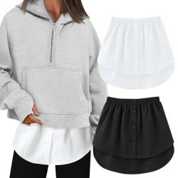 Zilams Blusenrock Damen Hemdverlängerung Blusen Rock Mini Unterrock Lower Skirt Sweep Hemd Verlängerung mit Knöpfen von Zilams