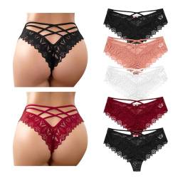 Zilams String Tanga Damen Sexy Spitze Dessous Niedrige Taille Unterhosen Damen Slips Mehrpack Hipster Unterwäsche Frauen Bikini Pantys von Zilams