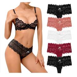 Zilams String Tanga Damen Sexy Spitze Dessous Niedrige Taille Unterhosen Damen Slips Mehrpack Hipster Unterwäsche Frauen Bikini Pantys von Zilams