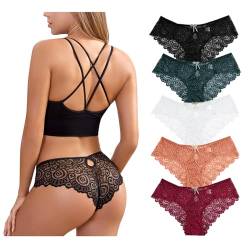 Zilams String Tanga Damen Sexy Spitze Dessous Niedrige Taille Unterhosen Damen Slips Mehrpack Hipster Unterwäsche Frauen Bikini Pantys von Zilams