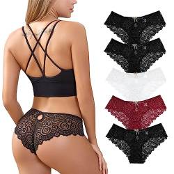 Zilams String Tanga Damen Sexy Spitze Dessous Niedrige Taille Unterhosen Damen Slips Mehrpack Hipster Unterwäsche Frauen Bikini Pantys von Zilams