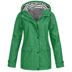 Damen Große Größen Regenjacke mit Kapuze Wasserdicht Atmungsaktiv Regenparka Winddicht Grün Regenmantel Leicht Jacke Windbreaker Outdoorjacke Fahrrad Funktionsjacke Outdoor Sportjacke Mantel von Zilosconcy