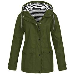 Damen Große Größen Regenjacke mit Kapuze Wasserdicht Atmungsaktiv Regenparka Winddicht Grün Regenmantel Leicht Jacke Windbreaker Outdoorjacke Fahrrad Funktionsjacke Outdoor Sportjacke Mantel von Zilosconcy