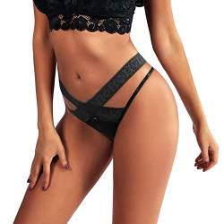 Damen Tanga String Hose Spitze Unterhose Erotisch String Unterhose Fit Lingerie Erotische Wäsche Dessous Slip Unterwäsche Schlüpfer Aushöhlen Panties Hipster Dessous Sexy Spitze Höschen Thong von Zilosconcy