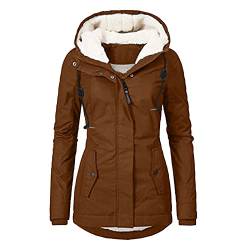 Damen Wintermantel Warm Baumwollmantel Übergangsjacke Damen Lang Steppmantel Winterjacke Damen Gefüttert Daunenjacken Winter Hoody Jacke Fleecejacke Damen Dicker Teddyfell Coat Winterparka Steppjacke von Zilosconcy