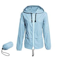 Regenjacke Damen Wasserdicht Atmungsaktiv mit Kapuze Faltbar Leicht Jacke Winddicht Regenmantel Grosse Grössen Windbreaker Kapuzenpullover Übergangsjacke für Wandern Radfahren Camping Reisen von Zilosconcy