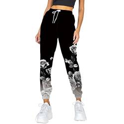 Trainingshose High Waist Fitnesshose Freizeithose für Gym Trainings Freizeit Einfarbig Sommerhose Damen Jogginghose Leicht Leinenhose Pumphose Pluderhose Yogahose Sporthose Damen Lang Sweatpants von Zilosconcy