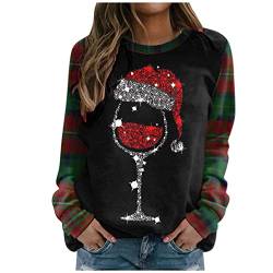 Weihnachtspulli Lustig Damen Baumwolle, Lang Rudolph Rentier Elfe Weihnachtspullover Kapuzenpullover Teenager Mädchen Weihnachts Hoodies Xmas Pulli Shirt Weihnachtsmann Christmas Sweatshirt von Zilosconcy