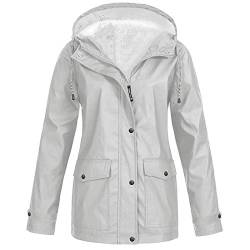 Zilosconcy Damen Regenmantel Große Größen Gefüttert, Damen Jacke Mantel Wasserdichter Regenmantel Lange Kapuzenjacke Warme Gefüttert Regenjacke Windproof Wintermantel Plus Size Outdoor Winterjacke von Zilosconcy