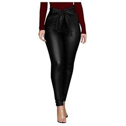 Zilosconcy Reflektierende Hose Und Damen Leggings Damen Dehnbare Strumpfhosen Leder hohe Schwarze Hose Faux sexy taillierte Hose von Zilosconcy