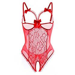 Zilosconcy Sexy Dessous Damen Für Sex Spitze Body Lingerie String Tanga Rot Sexy Sexy Outfit Dessous-Sets Damen Große Größen Erotick Wäsche Frauen Nachthemd Reizwäsche Unterwäsche, 3XL von Zilosconcy