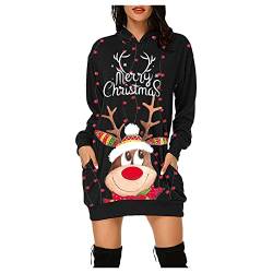 Zilosconcy Weihnachtskleid Damen Baumwolle Große Größen 3D Gedruckt Weihnachtspullover Christmas Dress Weihnachts Kleid Christmas Dress Weihnachts Hoodie Longpullover Festliche Geschenk von Zilosconcy