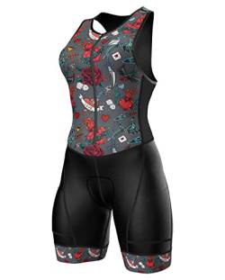 Zimco Triathlon-Anzüge für Damen, Triathlon-Anzug, Schwimmen, Radfahren, Laufen, Tattoos, XL von Zimco Cycle Wear