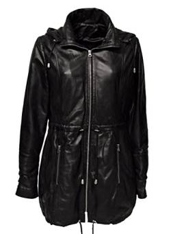 Zimmert Leather Damen Lederjacke Lederparka Susann-K abnehmbare Kapuze hochwertiges,markellos Nappa Leder Schwarz (38) von Zimmert Leather