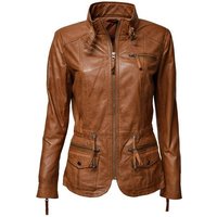 Zimmert Leather Lederjacke Lana mit Stehkragen, weiches, Lammnappa, Leder, Cognac, Braun, Schwarz von Zimmert Leather