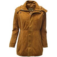 Zimmert Leather Lederjacke Pauline (1-St) abnehmbare Kapuze, Cognac Braun, Schwarz, Wildleder, Velourleder von Zimmert Leather